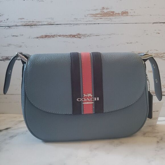 Coach Varsity Stripe Macie Crossbody Saddle Bag - Picture 7 of 12